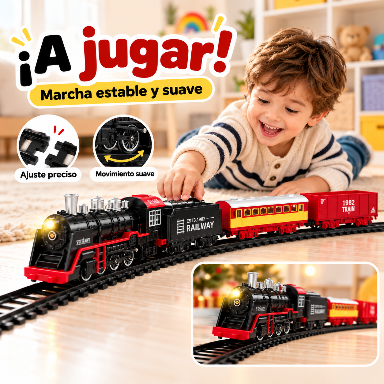 Silicon Toy Train – Classic Steam Engine Train Set for Kids