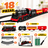 Tren Eléctrico Clásico para Niños – Set de 18 Piezas con Luz y Sonido